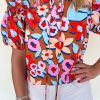 Women's Brown Flower Print Self Tie Frilled Collar Puff Sleeve Blouse - Image 10