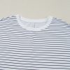 Women's White Stripe Ruffled Short Sleeve Crew Neck T-Shirt Shift Mini Dress - Image 9