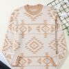 Plus Size Aztec Print Loose Sweater - Apricot Color - Image 8