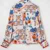 Women's Multicolour Western Printed Ric Rac Bishop Sleeve Button Up Shirt - Image 7