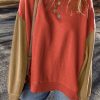 Women's Gold Flame Two Tone Patchwork Drop Shoulder Pullover Sweatshirt - Image 2