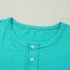 Women's Mint Green Solid Color Half Sleeve Button Henley Top - Image 18