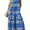 Women's Blue Floral Print Wide Leg Sleeveless Jumpsuit - Perfect for Summer Vacations - Image 18