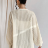 Women's Beige Textured Open Kimono with Lantern Sleeves - Image 9