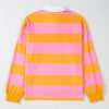 Women's Yellow Stripe Color Block Polo Collar Sweatshirt for Smart Casual Looks - Image 15