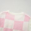 Women's Pink Preppy Bow Detail Checkered Sweater Vest for Stylish Layering - Image 13