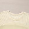 Women's Beige Thermal Knit Patchwork Long Sleeve Top with Exposed Seams - Image 7