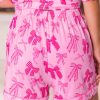 Women's Pink Bow Print Half Sleeve Shirt and Shorts Pajamas Set - Image 7