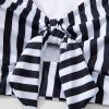 Plus Size Black Stripe 2-Piece Knot Cutout Ruffle Sleeve Swimsuit - Image 16