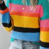 Women's Yellow Colorblock Mixed Textured Drop Shoulder Sweater for Casual Fall Style - Image 9