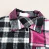 Women's Black Plaid Colorblock Loose Fit Shacket - Image 17