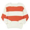 Women's Orange Stripe Color Block Drop Shoulder Bubble Sleeve Sweater - Image 13