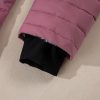 Women's Burgundy Solid Color Quilted Zip-Up Puffer Jacket for Winter - Image 10