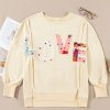 Fashionable Apricot Oversized Sweatshirt with LOVE Patch Graphic - Image 4