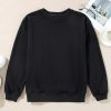 Women's Black Plain Drop Shoulder Crewneck Pullover Sweatshirt - Image 8