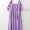 Wisteria Swiss Dot Smocked Frilled Neckline Short Sleeve Plus Size Maxi Dress - Image 8