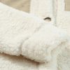 Women's Beige Contrast Flap Pocket Single Breasted Teddy Coat for Winter - Image 24