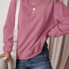 Women's Meadow Mauve Solid Fleece Lined Drop Shoulder Sweatshirt - Image 2