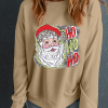Women's Khaki HOHOHO Santa Claus Drop Shoulder Christmas Sweatshirt - Image 3
