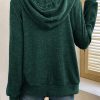 Women's Evergreen Ribbed Zip Up Front Drawstring Hoodie - Trendy and Comfortable - Image 2