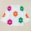 Women's Stylish White Floral Print Buttoned Loose Lightweight Sweater - Image 4