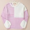 Women's Bonbon Neutral Colorblock Tie Back Sweater - Casual Fall Fashion - Image 4