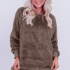 Women's Coffee Solid Fleece Lounge Set 2 Piece Loose Fit Set - Image 5