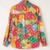 Women's Rose Red Colorblock Abstract Print Button-Up Loose Shirt - Image 4