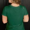 Women's Dark Green Plus Size Round Neck Rolled Sleeve T-Shirt for Casual Style - Image 3