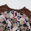 Black Plus Size Paisley Floral Print V Neck Bubble Sleeve Blouse for Women - Image 12