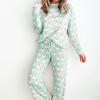 Women's Green Santa Claus Striped Print Loose Fit Two Piece Lounge Set for the Holidays - Image 5