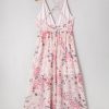 Women's Pink Floral Pleated Bust Backless Maxi Dress with Empire Waist - Image 12