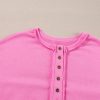 Women's Bonbon Sequin Patchwork High Low Hem Henley Sweatshirt - Chic Casual Pullover - Image 6