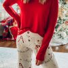 Women's Red Christmas Two Piece Lounge Set: Cozy Top and Pants Ensemble - Image 2