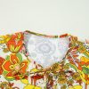 Yellow Cream Floral Print V Neck Puff Sleeve Mini Dress - Image 8