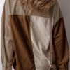 Women's Brown Color Block Chest Pockets Buttoned Corduroy Shacket - Image 3