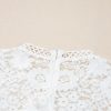 Elegant White Short Sleeve Scalloped Floral Lace Peplum Blouse for Women - Image 10