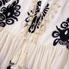 Women's Beige Western Pattern Print Mini Dress with Tassel Notch V Neck - Image 11