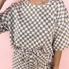 Women's Brown Checkered Top and Shorts Casual 2-Piece Set - Image 2