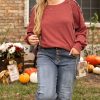 Plus Size Women's Redwood Burl Aztec Patchwork Drop Shoulder Sweatshirt - Image 6