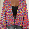 Women's Pink Confetti Drop Shoulder Open Front Cardigan - Image 2