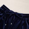 Women's Navy Blue Velvet Ruffled Two Piece Pants Set - Image 12