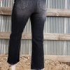 Women's Carbon Grey High Waist Flared Jeans with Mineral Wash and Raw Hem - Image 2