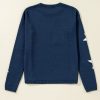 Women's Sail Blue Star Pattern Drop Shoulder Knitted Sweater - Image 7