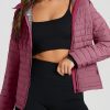 Women's Burgundy Solid Color Quilted Zip-Up Puffer Jacket for Winter - Image 2