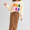 Thanks Chenille Embroidered Graphic Apricot Sweatshirt - Image 10