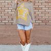 Women's Medium Grey Floral Starbust Exposed Seam Long Sleeve Top - Image 8