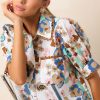 Women's Multicolour Floral Print Puff Sleeve Shirt with Ricrac Trim - Image 5