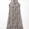 Women's Brown Leopard Printed Halter Neck Backless Maxi Dress with Ruffled Hem - Image 7