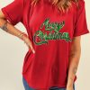 Women's Red Merry Christmas Graphic Crewneck T-Shirt - Festive Holiday Tee - Image 8